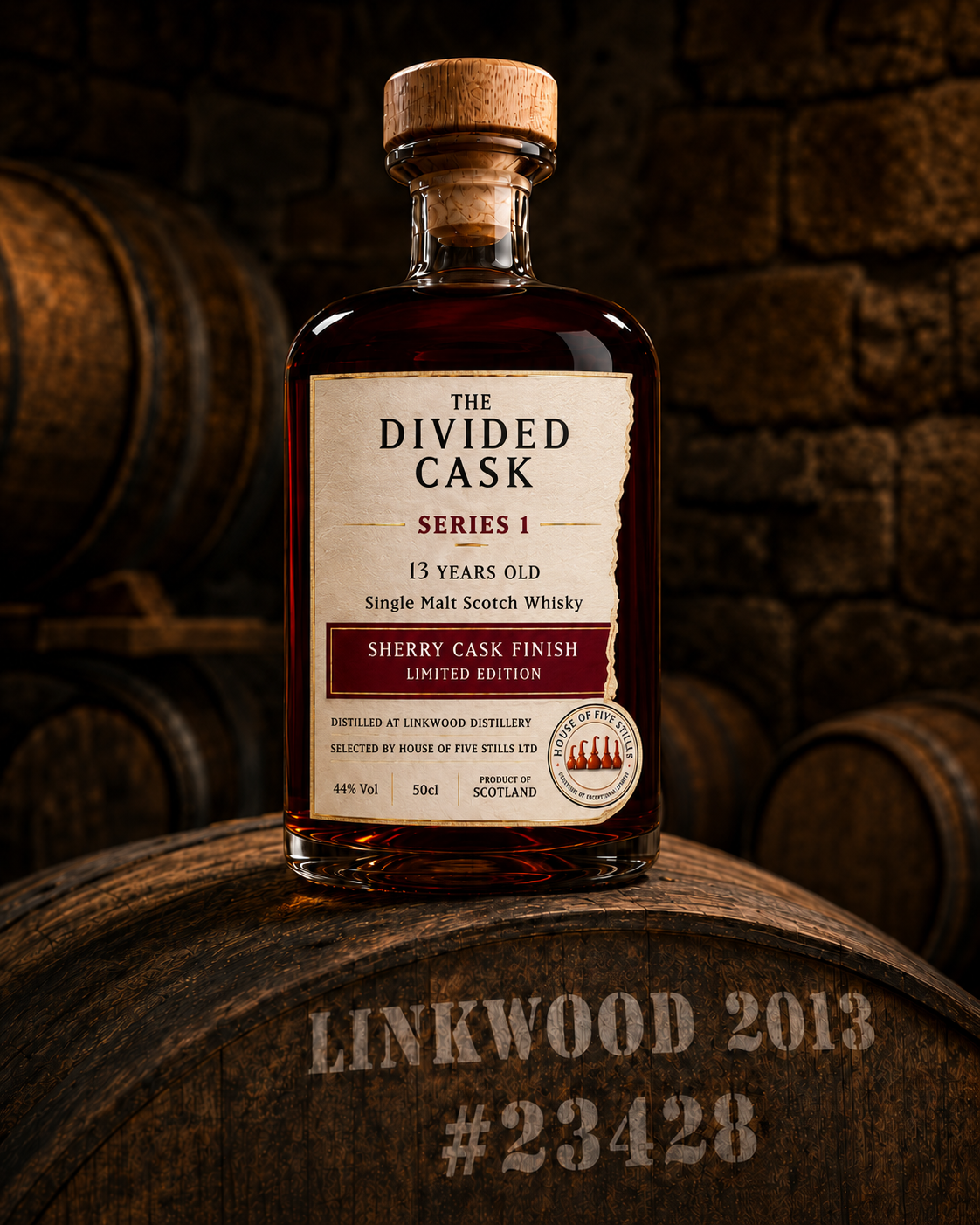 Oloroso Sherry Cask Finish bottle on cask